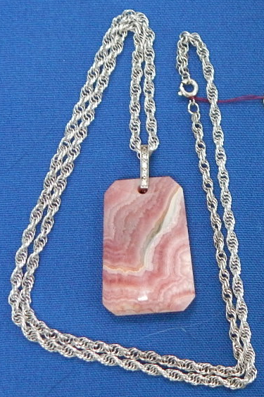 Rhodochrosite stone pendant