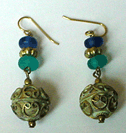 Metal bead & frosted glass bead hook earrings