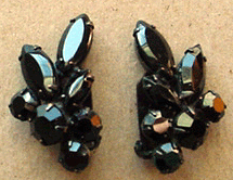 Black rhinestone clip earrings