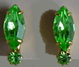 Green rhinestone clip earrings