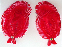 Vintage soft Plastic red clip earrings