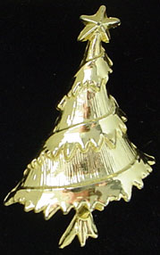 Goldtone Christmas tree pin
