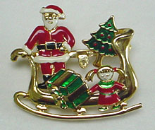 Santa sled Christmas pin