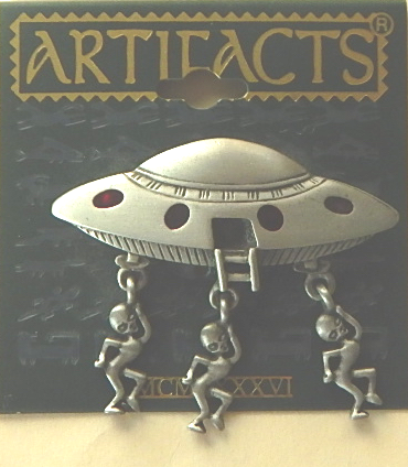 JJ Artifact Alien Flying Saucer Pin 2" x 2"