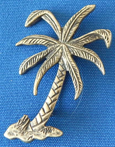 Brass palm tree pin