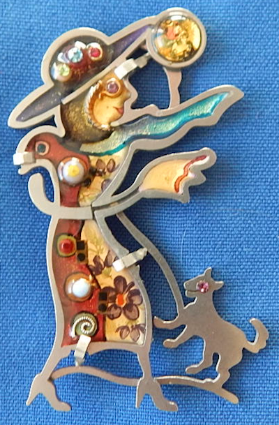 Custom Lady Walking Dog Resin pin