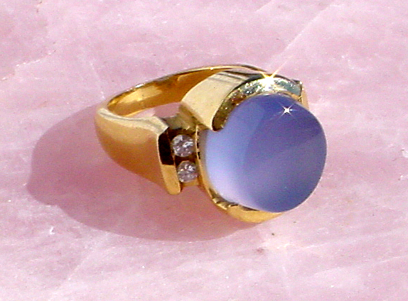 blue chalcedony gold diamond ring