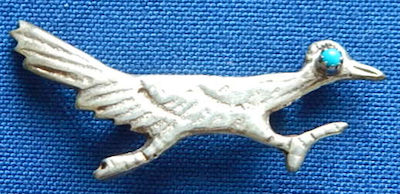 Silver roadrunner pin