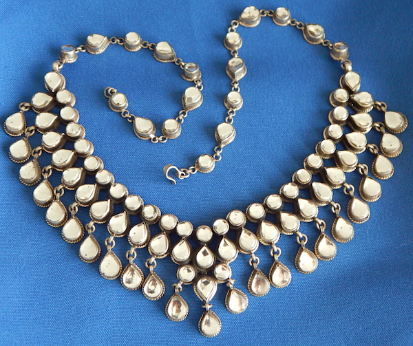 Silver & faceted mirror necklace from India