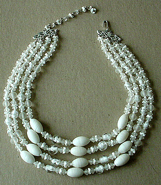White glass bead necklace