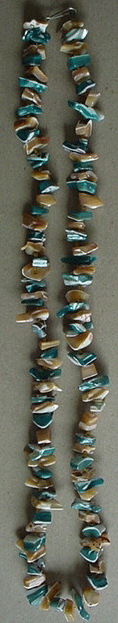 Turquoise & tan mother of pearl shell bead necklace