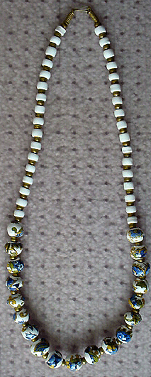 Hand painted ceramic bead necklace