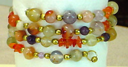 S345 Mixed agates, amethyst and jade bracelet