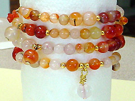 S346 Red agate and clear quartz bracelet