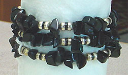 S349 Black onyx and silver plated bead bracelet