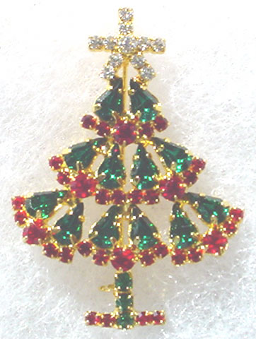 Rhinstone Christmas Tree Pin
