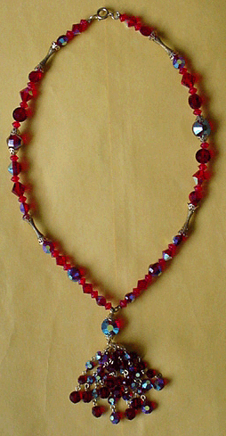 Red Aurora borealis crystal bead necklace