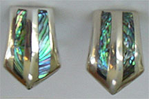 1" Mexican sterling silver abalone screwback earrings