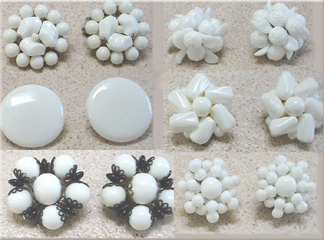 Assorted white glas clip earrings